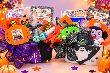 Playful Cat and Dog Boo Baskets
